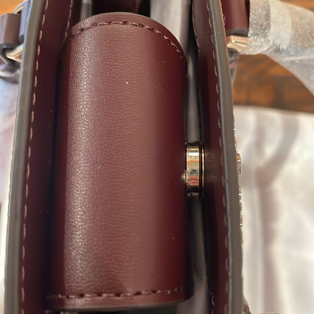 NWT Kate Spade Flower Spades Leather Mini Tote/Crossbody in Grenache MSRP $329 - Picture 7 of 10